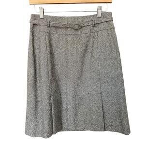 Kenneth Cole New York Women's Gray Belted Lined Wool Skirt Size 4